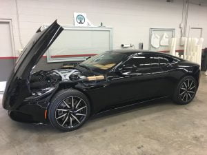 Black sports car with paint protection