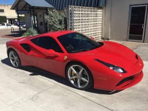 red Ferrari with Window Tinting
